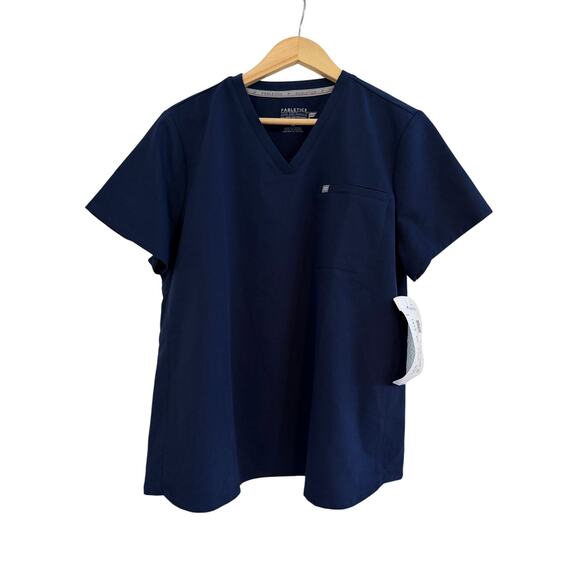 Lot of 3 NWT Fabletics Mode Scrub Tops Womens XL Black/Blue/Black - Picture 4 of 16